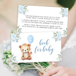 赤ちゃんシャワーカード用かわいい青テディベア エンクロージャーカード