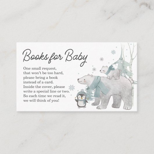 赤ちゃんシャワーカード用の北極動物の本 エンクロージャーカード (正面)