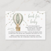 赤ちゃんシャワーカード用グリーンテディ風船ブック エンクロージャーカード (正面)