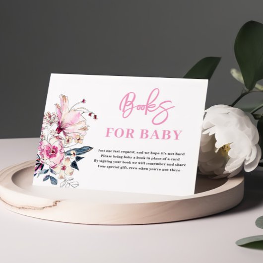 赤ちゃんシャワーカード用ピンクフローラブック エンクロージャーカード