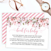 赤ちゃんシャワーカード用ピンクマグノリアフローラブック エンクロージャーカード