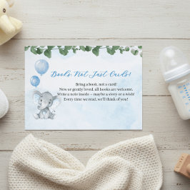 赤ちゃんシャワーカード用ブルーエレファントブック エンクロージャーカード