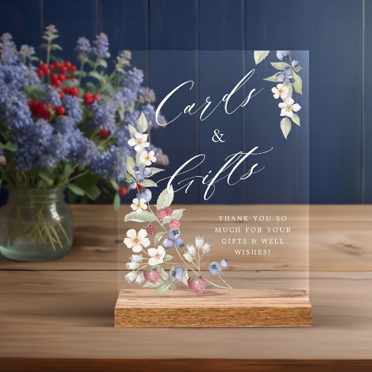 赤ちゃんシャワーカード&ギフトワイルドベリー&フラワー アクリルサイン