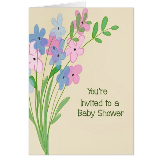 赤ちゃんシャワーカード(ピンク&ブルーデイジー) (正面)