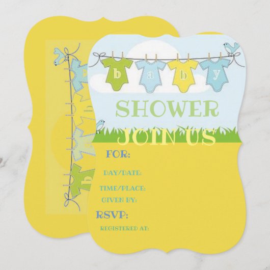 赤ちゃんシャワーカード 招待状 (正面/裏面)