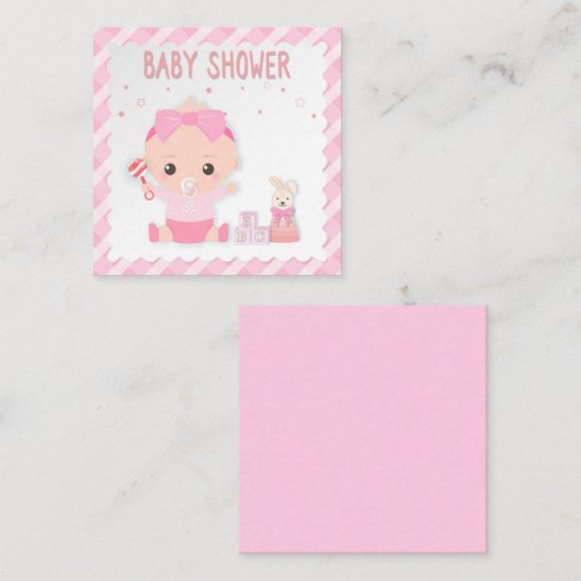 赤ちゃんシャワーカード、赤ちゃん女の子、おもちゃ。グリーティングカード エンクロージャーカード (正面/裏面)