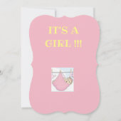 赤ちゃんシャワーカードIT'S A GIRL 招待状 (裏面)