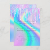 赤ちゃんシャワーガーリー足ドリップスユニコーンホログラフ 招待状 (正面/裏面)