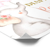 赤ちゃんシャワーガールエレファントおむつラッフルサイン ポスター (角)