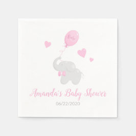 赤ちゃんシャワーガールエレファントバルーンペーパーナプキン スタンダードカクテルナプキン