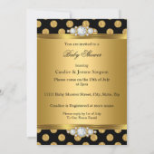 赤ちゃんシャワーガールゴールドフォイルブラックパールエスニック 招待状 (裏面)