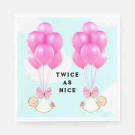 赤ちゃんシャワーガールツインズ スタンダードカクテルナプキン