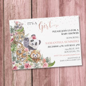 赤ちゃんシャワーガールトロピカルキュートなジャングル動物 招待状