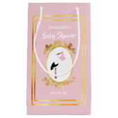 赤ちゃんシャワーガールピンクストーク名 スモールペーパーバッグ (正面)
