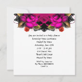 赤ちゃんシャワーガールピンクパープルバラ花3b 招待状 (裏面)
