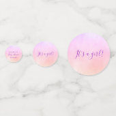 赤ちゃんシャワーガールピンクパープルバラ金ゴールドかわいいコウノトリ コンフェッティ (裏面)