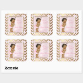 赤ちゃんシャワーガールピンクパール金ゴールドシェブロンエスニック スクエアシール (シート)