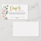 赤ちゃんシャワーガールピンクフローラおむつラッフル エンクロージャーカード (正面/裏面)