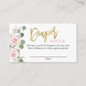 赤ちゃんシャワーガールピンクフローラおむつラッフル エンクロージャーカード