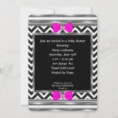 赤ちゃんシャワーガールピンクベビーシューシェブロン 招待状 (裏面)