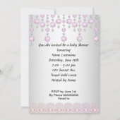 赤ちゃんシャワーガールピンクベビーシューダイヤモンド2 招待状 (裏面)