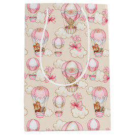 赤ちゃんシャワーガールピンク ミディアムペーパーバッグ