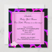 赤ちゃんシャワーガールホットピンクパープルブラック 招待状 (裏面)