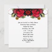 赤ちゃんシャワーガールレッドローズフラワーズ4a 招待状 (裏面)
