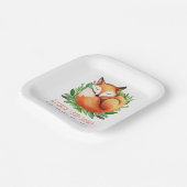 赤ちゃんシャワーキツネ眠る可愛いウッドランドウォーター色 ペーパープレート (傾斜あり)