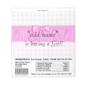 赤ちゃんシャワーキャンディバーラッパーパーティーの好意のパック ノートパッド (正面)