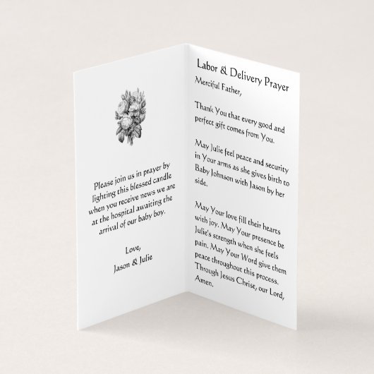 赤ちゃんシャワーキャンドルカトリック宗教祈りの言葉 名刺 (内部)