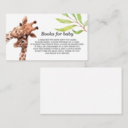 赤ちゃんシャワーキリン予約カード用の本 名刺 (正面/裏面)