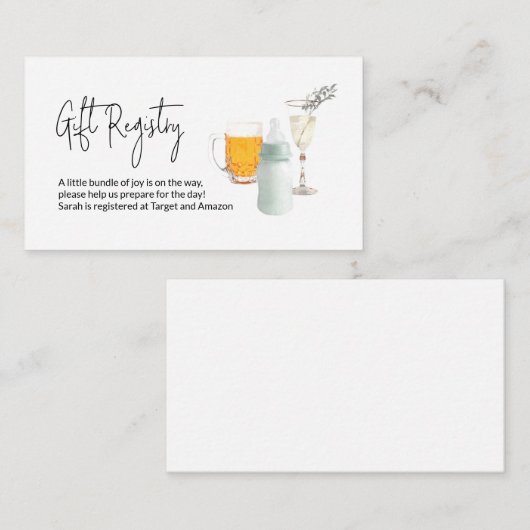 赤ちゃんシャワーギフトレジストリーのバブルとブローズ エンクロージャーカード (正面/裏面)