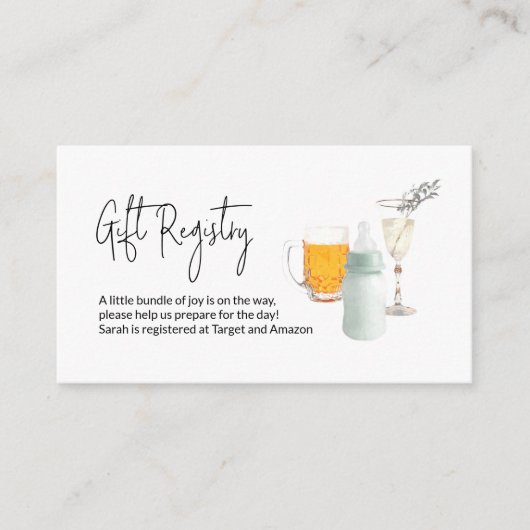 赤ちゃんシャワーギフトレジストリーのバブルとブローズ エンクロージャーカード (正面)