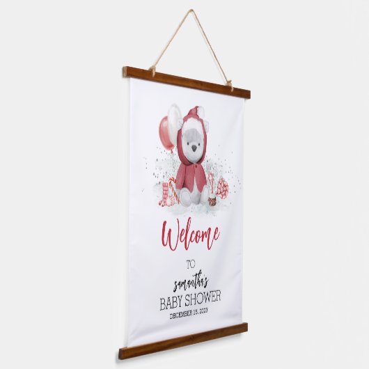 赤ちゃんシャワークリスマスポーラーベアホリデーサイン 吊り下げ型タペストリー (傾斜あり)