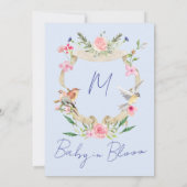 赤ちゃんシャワークレストブルーモノグラム 招待状 (裏面)