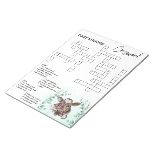 赤ちゃんシャワークロスワードカウカーフゲーム ノートパッド (アングル)