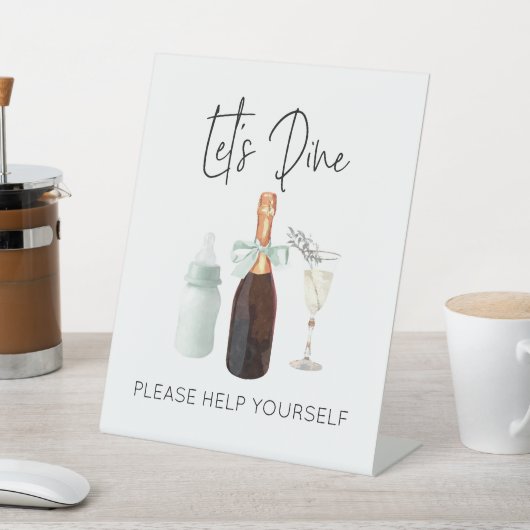 赤ちゃんシャワーグリーンの食看板を食べよう 台座サイン (インサイチュ)