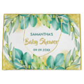 赤ちゃんシャワーグリーンユーカリオリーブの枝 ラージペーパーバッグ (正面)