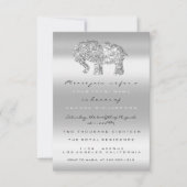 赤ちゃんシャワーグレー気球エレファントガールボーイシルバー 招待状 (正面)