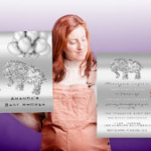 赤ちゃんシャワーグレー気球エレファントガールボーイシルバー 招待状