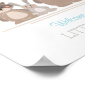 赤ちゃんシャワーゲストブック指紋ウッドランドブルー ポスター (角)