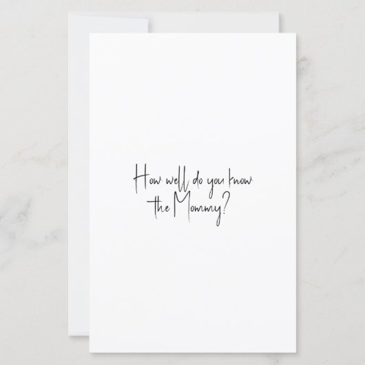 赤ちゃんシャワーゲームあなたがどれだけママを知っているか (裏面)