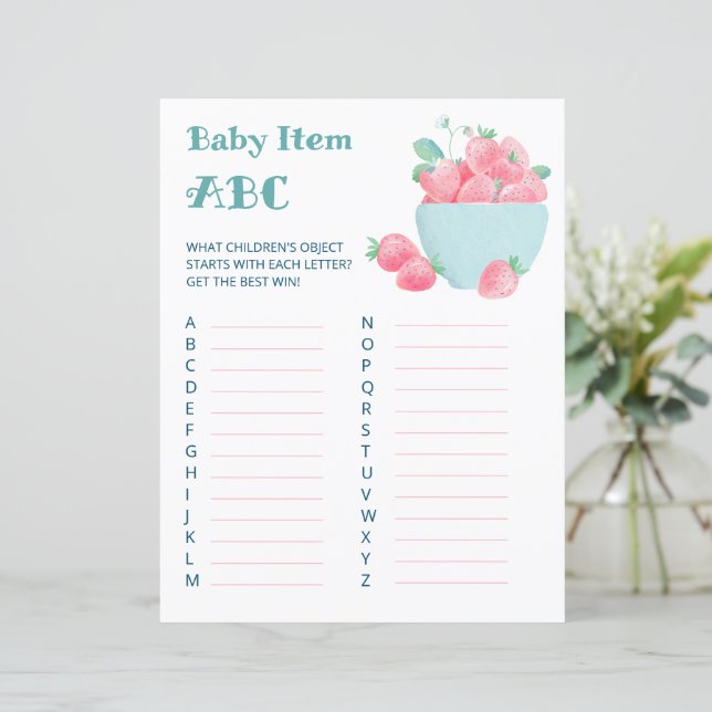 赤ちゃんシャワーゲームかわいいイチゴのシート。 (スタンド正面)