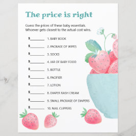 赤ちゃんシャワーゲームかわいいイチゴのシート。