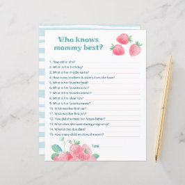 赤ちゃんシャワーゲームかわいいイチゴのシート。