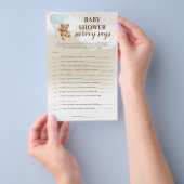 赤ちゃんシャワーゲームと言うほこりっぽいブルーテディベア調査 チラシ (ハンドル)