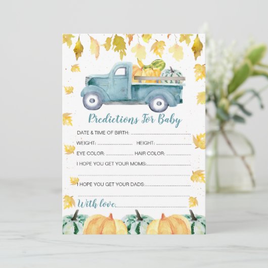 赤ちゃんシャワーゲームのためのカボチャのトラック予測 招待状 (スタンド正面)