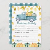 赤ちゃんシャワーゲームのためのカボチャのトラック予測 招待状 (正面/裏面)