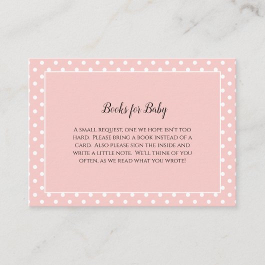 赤ちゃんシャワーゲームのための単にかわいいピンクのボウブック エンクロージャーカード (正面)